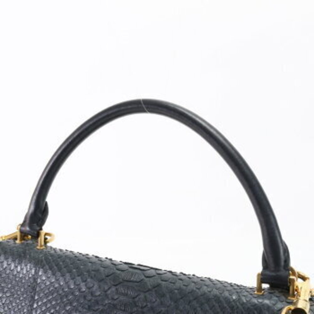 Celine Blue Tote Leather Python Trapeze Shoulder H Navy Handbag Bag - Picture 6 of 14